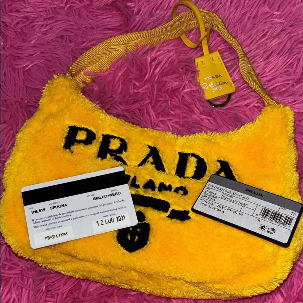 Prada Re-Edition 2000 Yellow Terry Cloth Bag